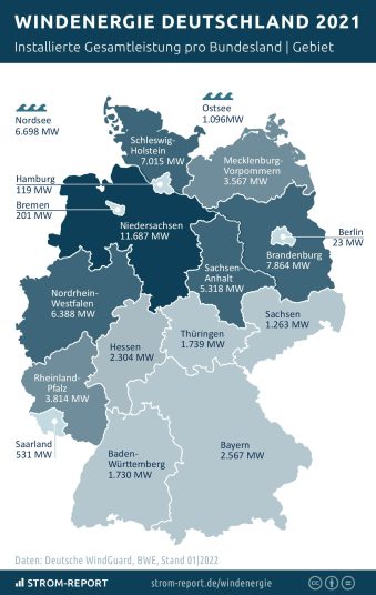 Verteilung Windenergie Deutschland Karte 2022